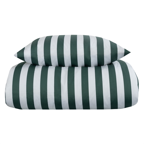 Gestreept beddengoed - 140x220 cm - Zacht katoen satijn - Nordic Stripe - Groen en wit beddengoedset