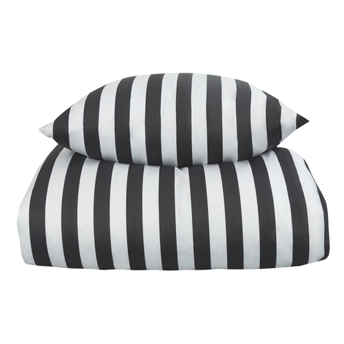 Beddengoed - 100% katoensatijn - Nordic Stripe - Donkergrijze strepen