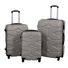 Kofferset - 3 st. - Hardcase reiskoffer - Military zilver - Lichtgewicht koffer