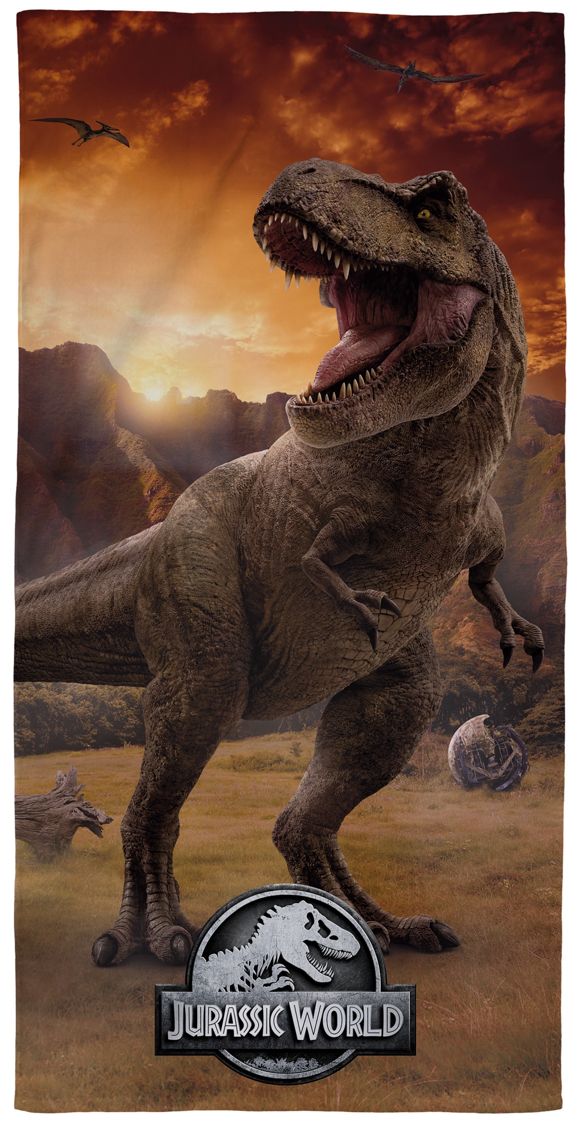 Dinosaur handdoek - 70x140 cm - 100% katoen - Zachte badhanddoek met een T-Rex van Jurassic World