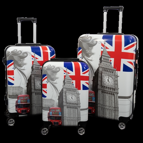 Kofferset - 3 stuks - Koffer met motief - City of London - Hardcase lichtgewicht koffer met 4 wielen