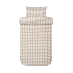 Geweven krepp-beddengoed - 100% zacht katoen - Beige met ruit - Seersucker beddengoed - Kyrre Høie Of Scandinavia
