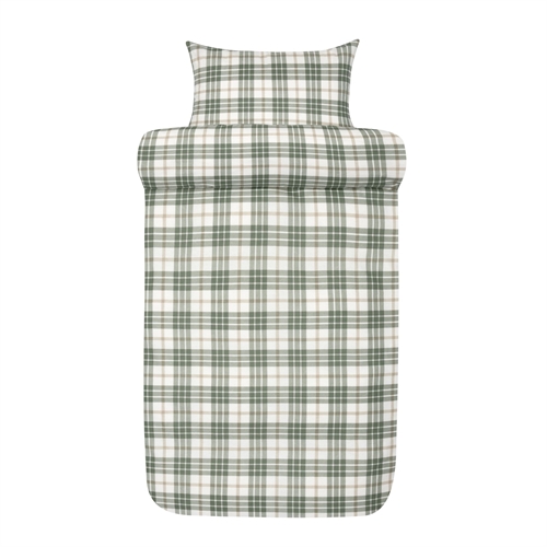 Flanel beddengoed 140x220 cm - Groen geruit dekbedovertrek - 100% katoenen flanel - Lukas Høie of Scandinavia beddengoed