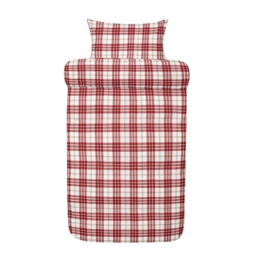 Flanel beddengoed 140x220 cm - Rood geruit dekbedovertrek - 100% katoenen flanel - Lukas Høie of Scandinavia beddengoed