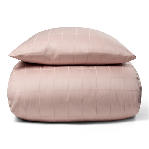 Beddengoed 140x220 cm - Zacht, jacquard geweven katoen satijn - Geruit roze - By Night beddengoedset