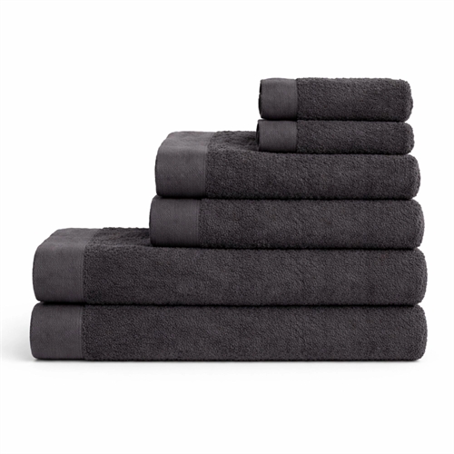Katoenen handdoeken - 100% katoen - set van 6 - Valmue - Donkergrijs