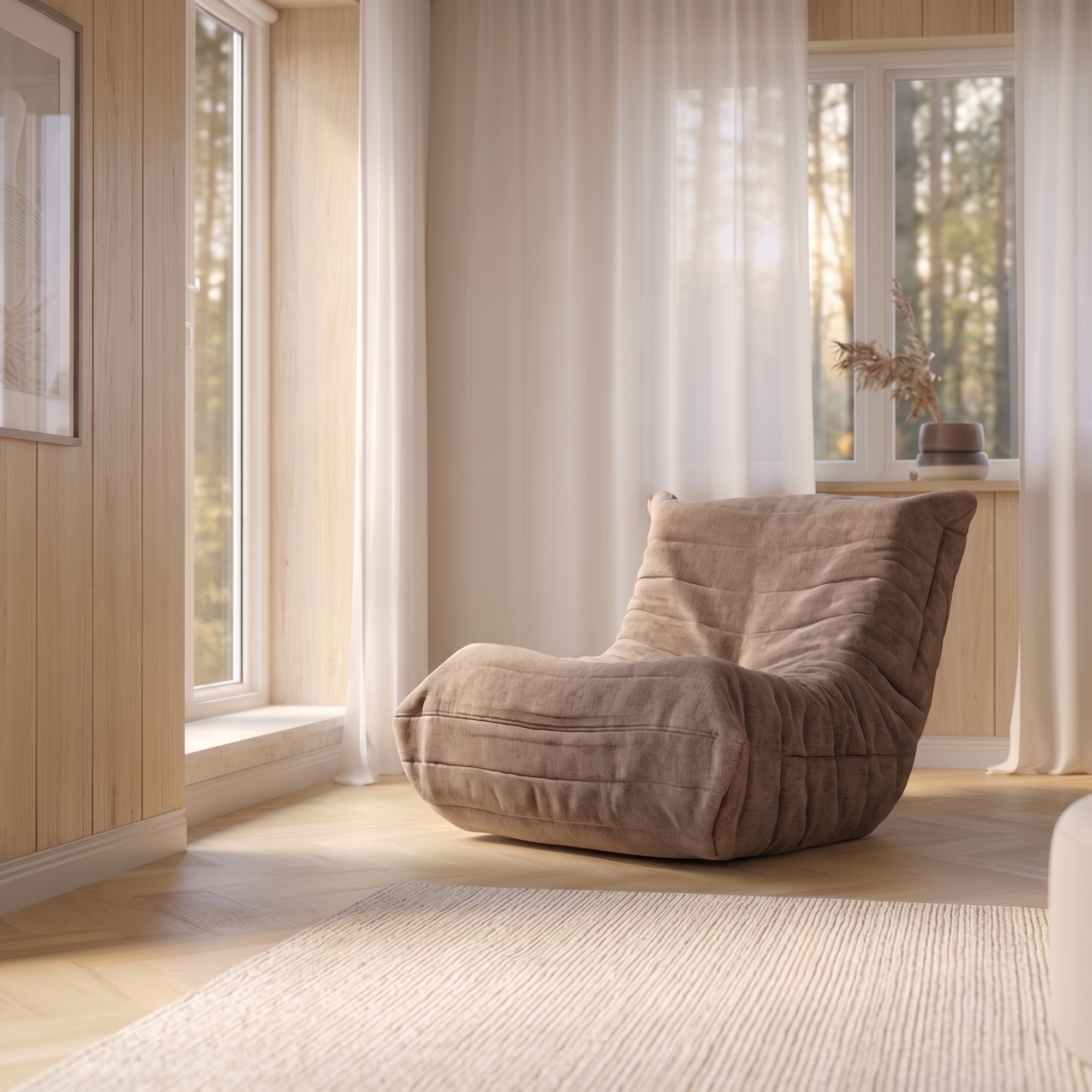 Loungestoel - Vloerstoel - Beige