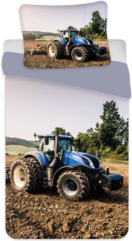 Tractorbeddengoed - Grote blauwe tractor - Beddengoedset van 100% katoen - Mooi kinderbeddengoed