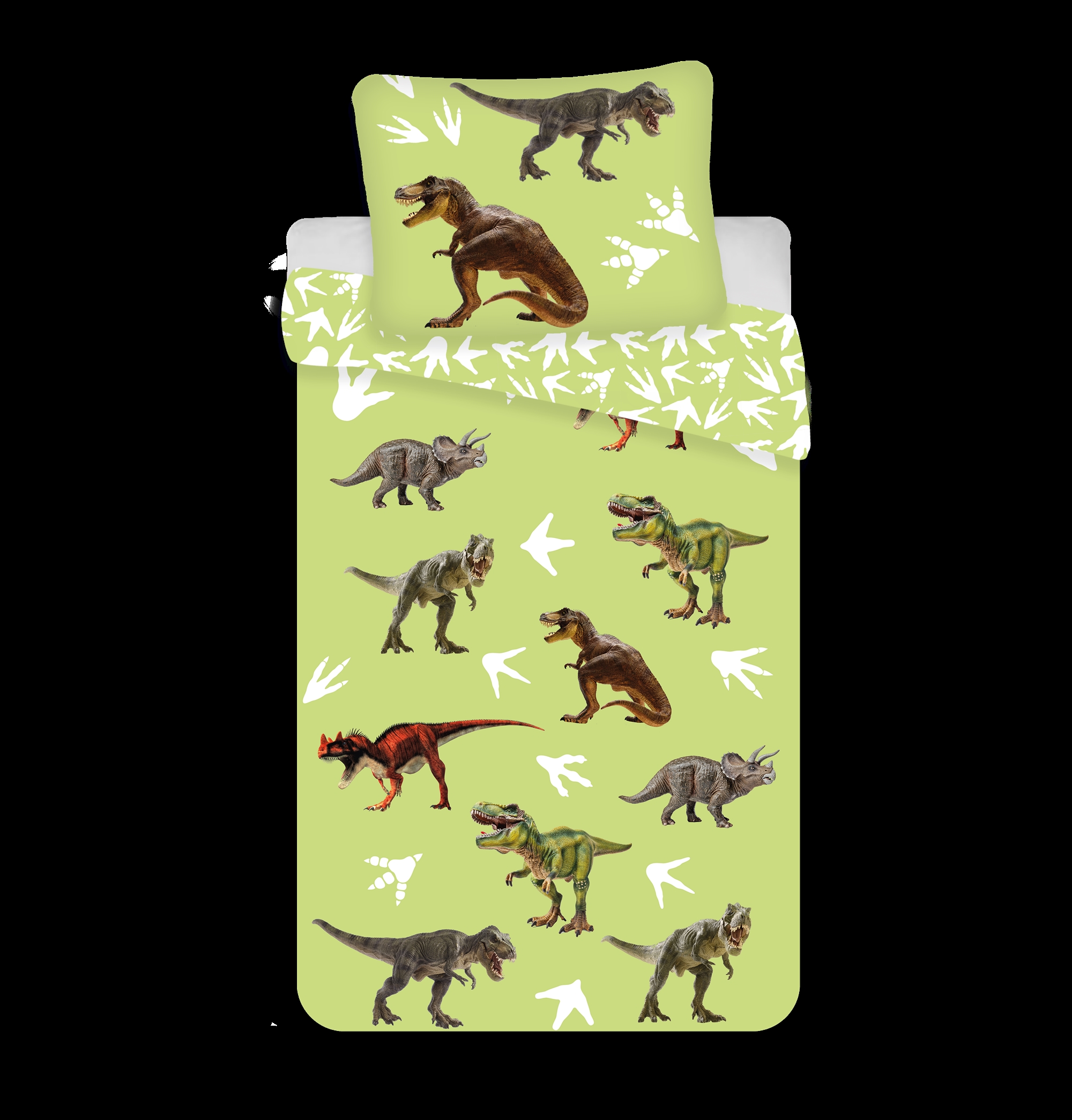 Dinosaur beddengoed - 2-i-1 design - Groen beddengoed - Dekbedovertrek van 100% katoen
