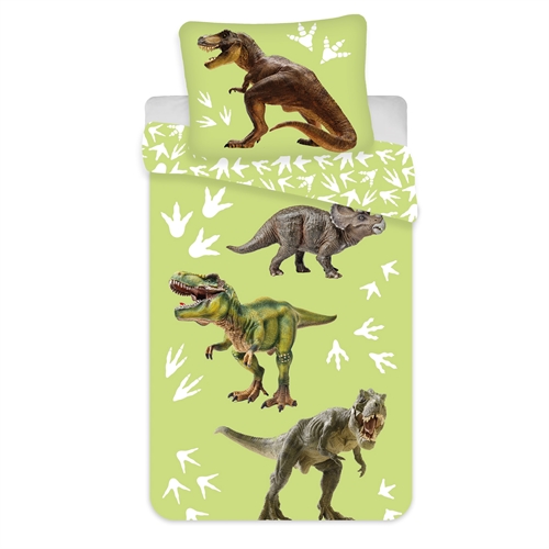 Dinosaurus beddengoed 140x200 cm - 2 in 1 design - Groen beddengoed - Dekbedovertrek van 100% katoen