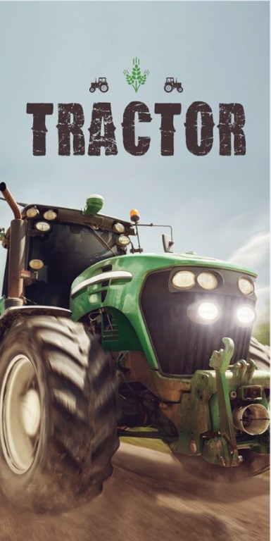Tractor handdoek - 70x140 cm - 100% katoen - Zachte badhanddoek met een groene tractor