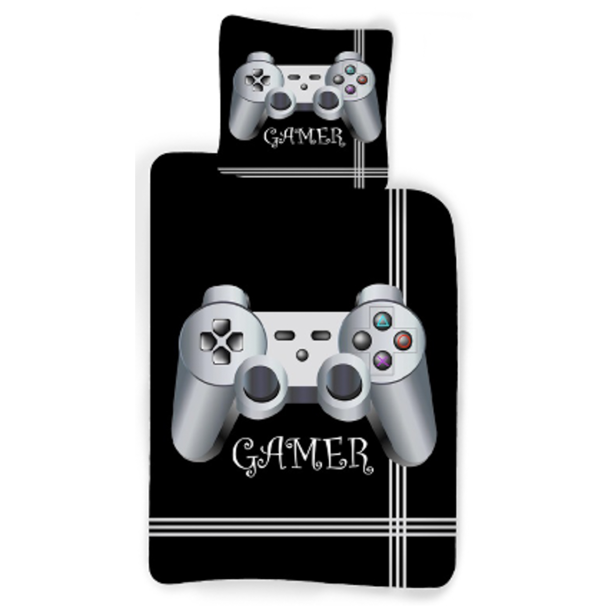Gamer beddengoed - 100% katoen - Kinderbeddengoed 140x200 cm - Zwart beddengoed met controller
