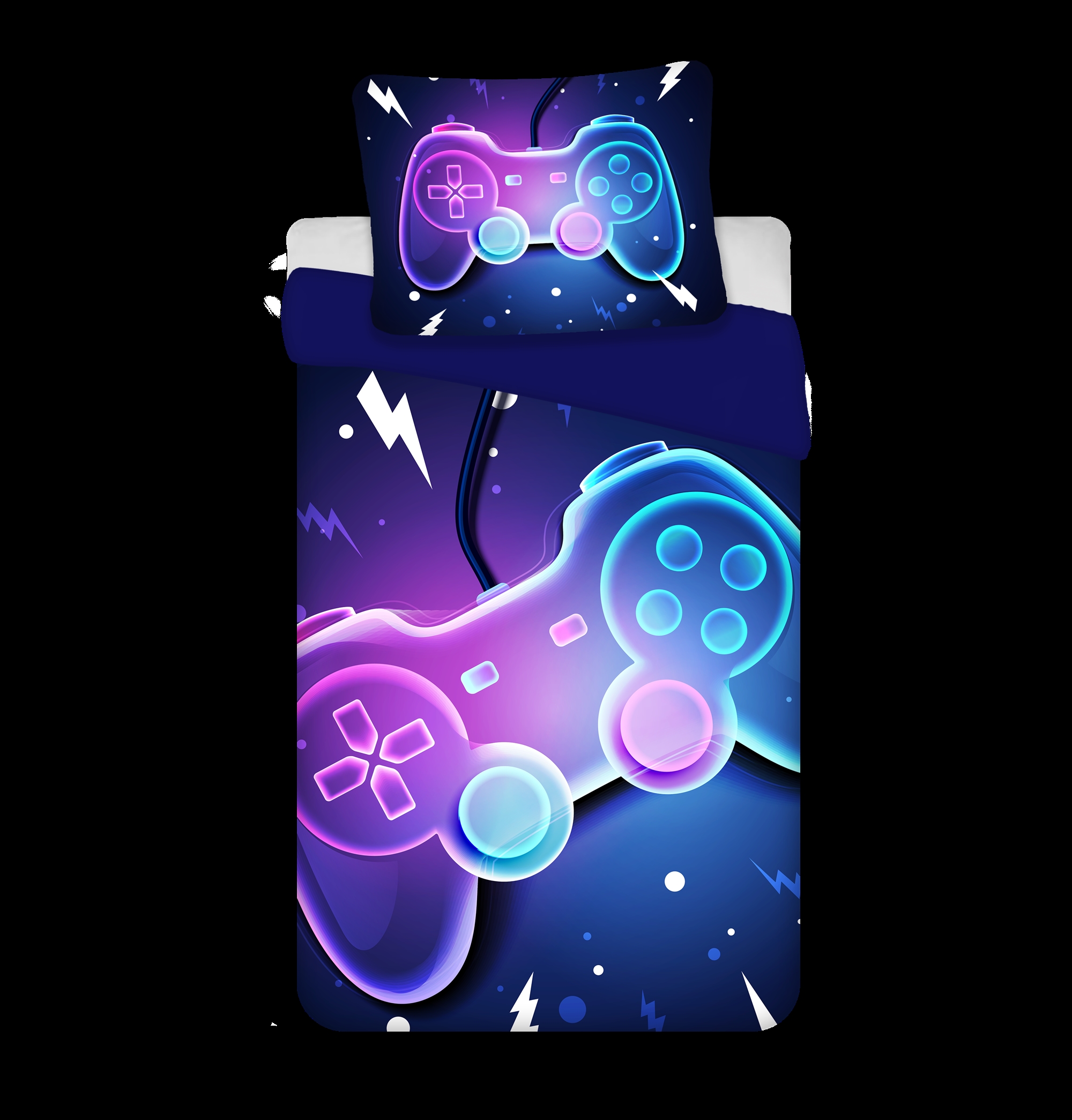 Gamer beddengoed - 100% katoen - Kinderbeddengoed 140x200 cm - Blauw beddengoed met controller