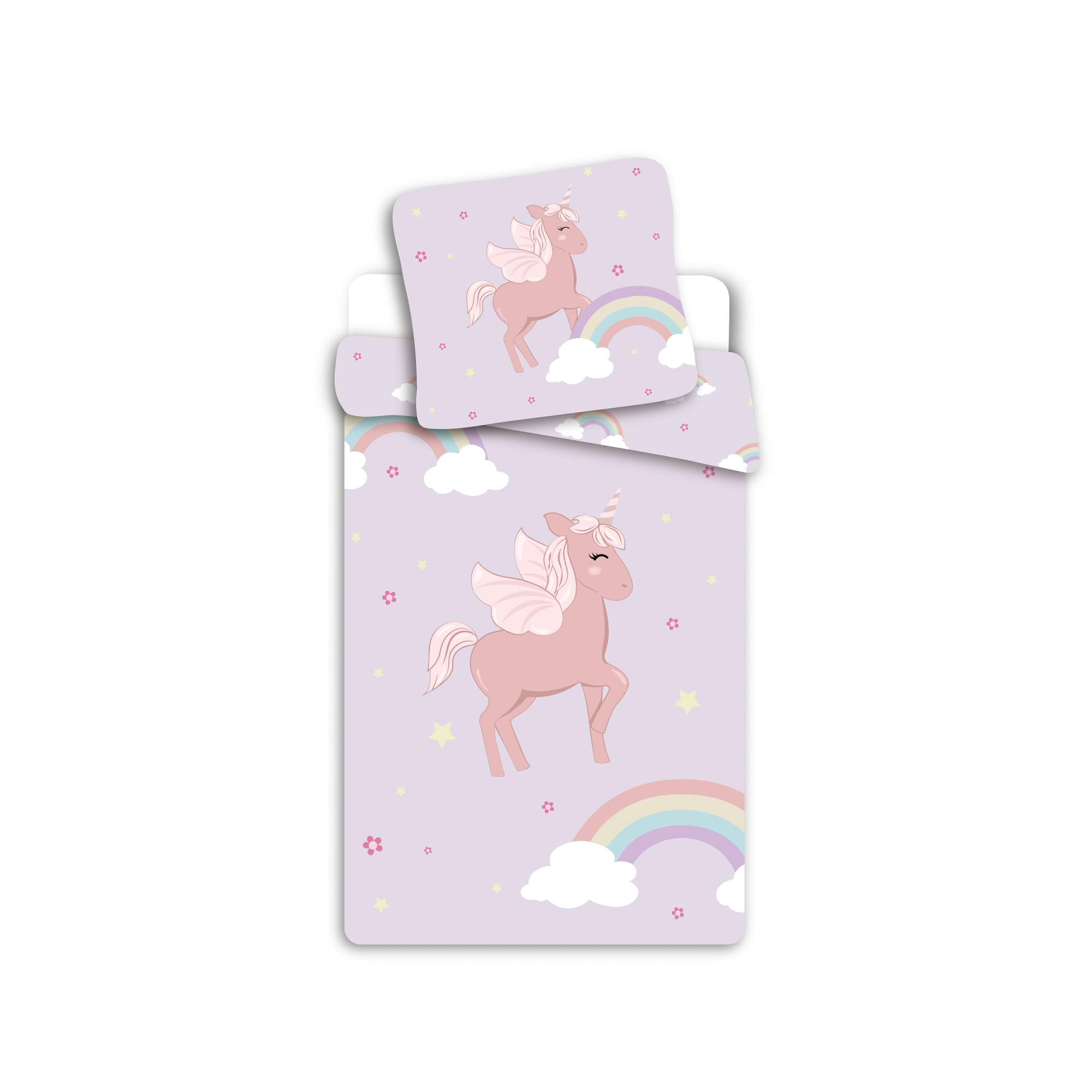 Unicorn beddengoed - 100% katoen - Kinderbeddengoed 140x200 cm - Paars