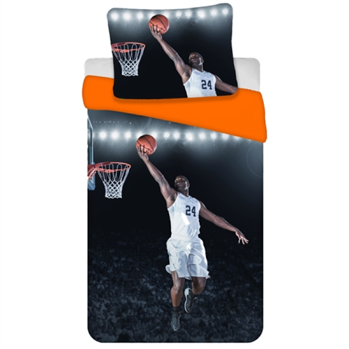Beddengoed voor kinderen - 140x200 cm - Basketbaldessin beddengoed - Dekbedovertrekset in 100% katoen