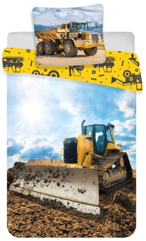 Graafmachine beddengoed - 100% katoen - Junior beddengoed 100x140 cm - Bulldozer