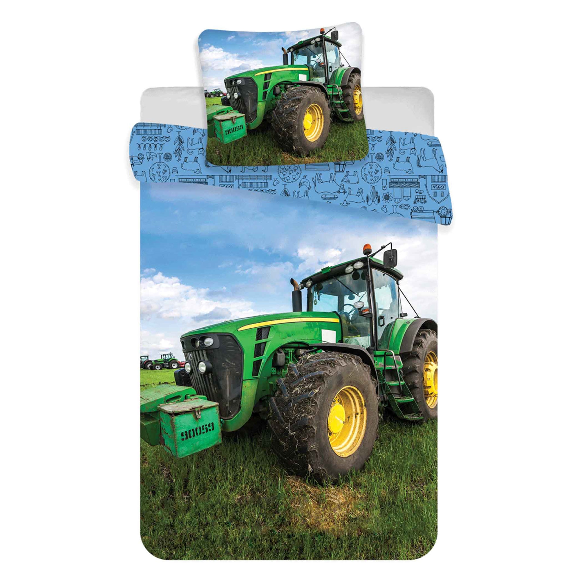 Tractor beddengoed - 100% katoen - Junior beddengoed 100x140 cm - Groene tractor