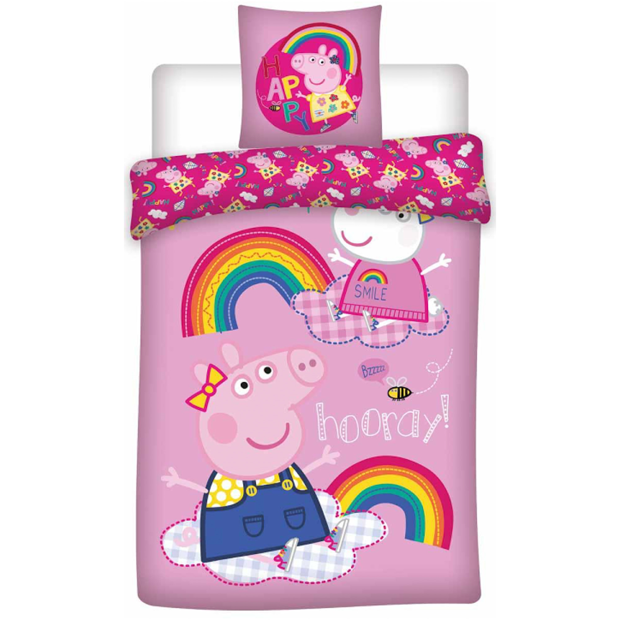 Peppa Big beddengoed - 100% katoen - Kinderbeddengoed 140x200 cm - Peppa Big en Frida Schaap