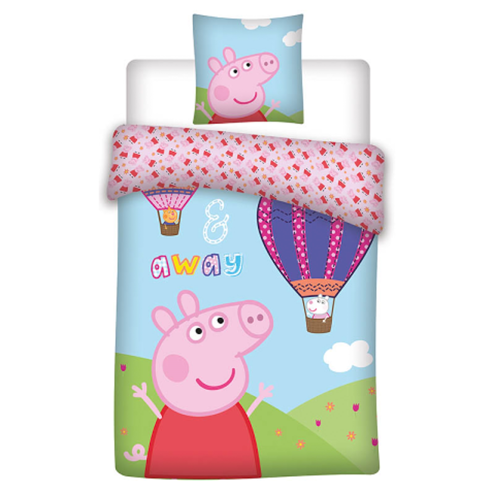 Peppa Big beddengoed - 100% katoen - Junior beddengoed 100x140 cm - Luchtballon
