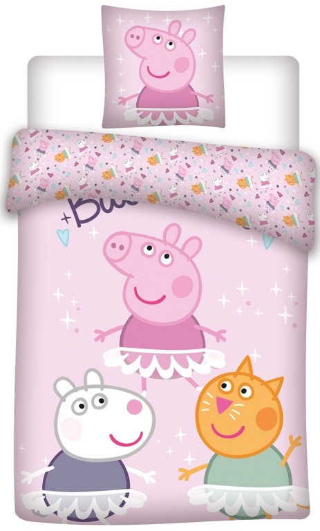 Peppa Big beddengoed - 100% katoen - Juniorbeddengoed 100x140 cm - Peppa Big, Frida Får en Kaja Kat