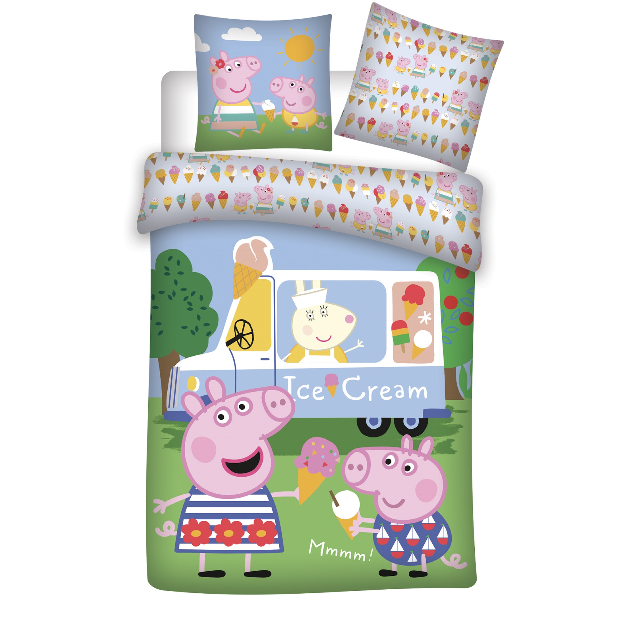 Peppa Big beddengoed - 100% katoen - Junior beddengoed 100x140 cm - Peppa Big en Gustav Gris - IJskar