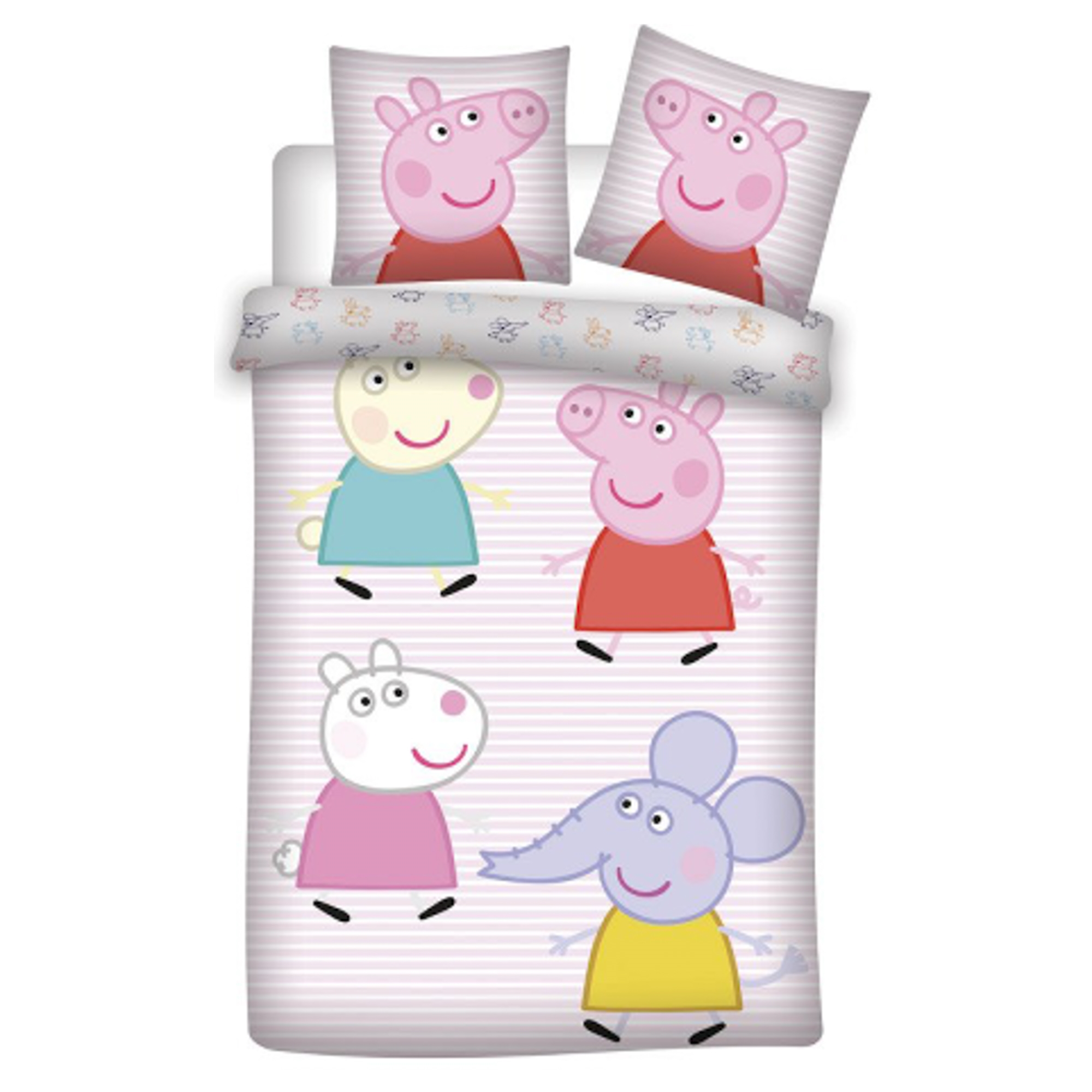 Peppa Big beddengoed - 100% katoen - Kinderbeddengoed 140x200 cm - Peppa Big, Karina Kanin, Frida Får en Emilie Elefant