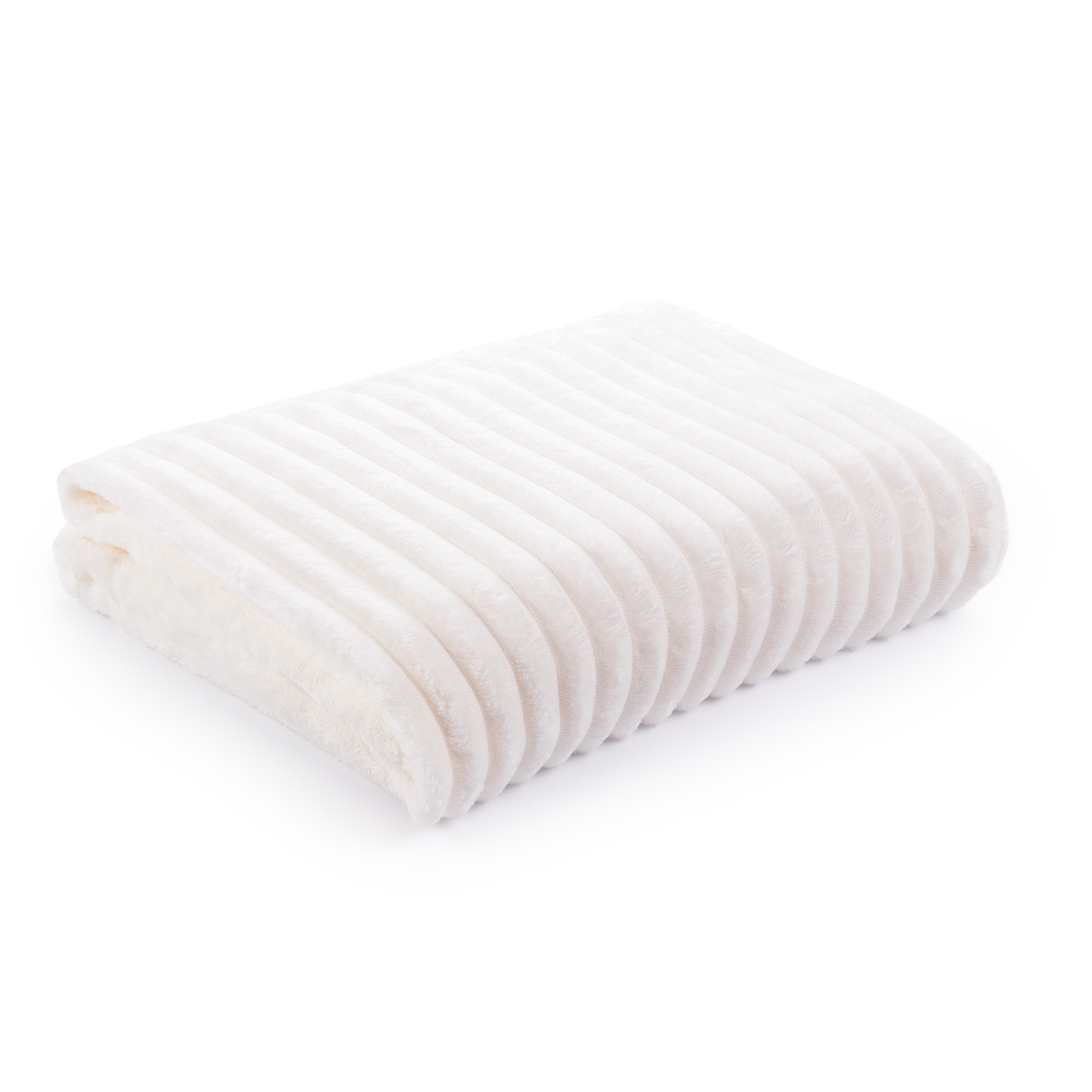 Flanellen deken met gestreepte structuur - 130x180 cm - Wit