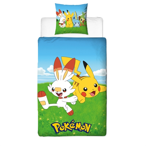Pokemon beddengoed - 140x200 cm - Pikachu en Scorbunny - 2-in-1 beddengoedset - Dekbedovertrek in 100% katoen