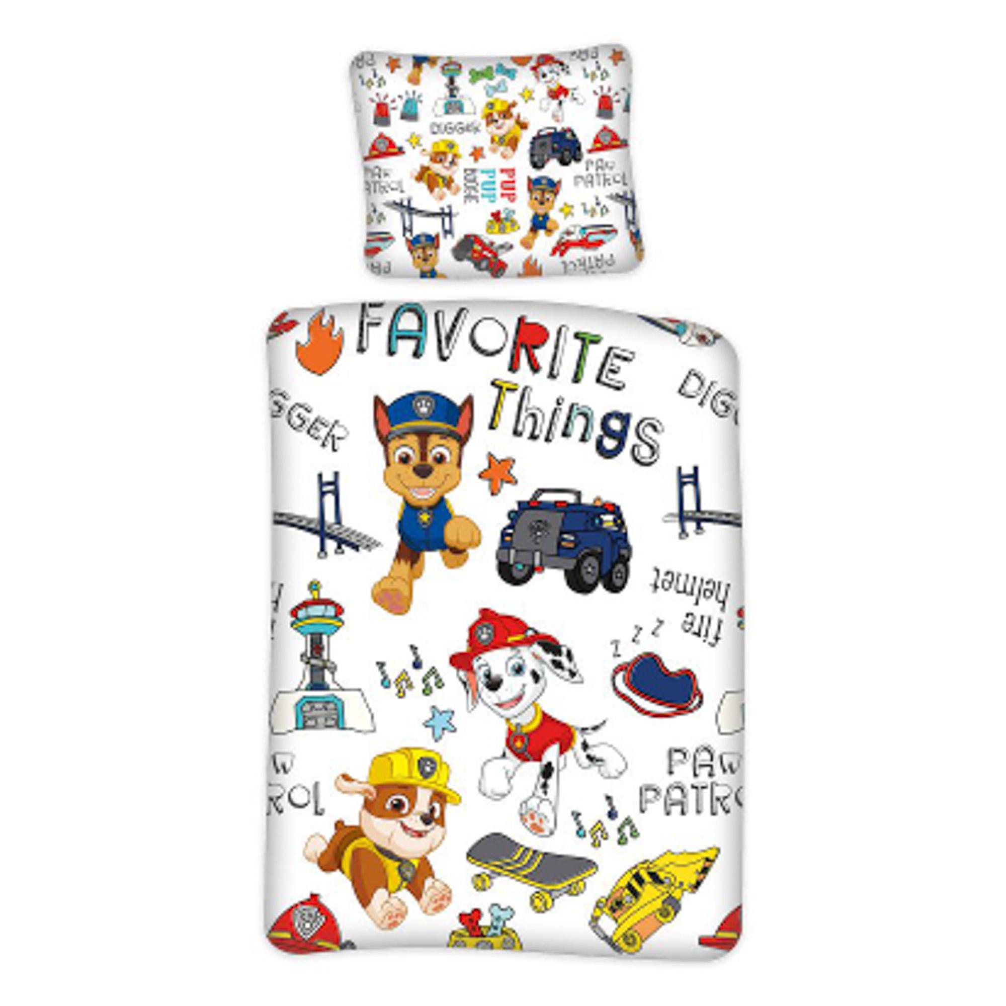 Beddengoed - Paw Patrol beddengoed - Favorite things - 2-in-1 design - Beddenset van 100% katoen