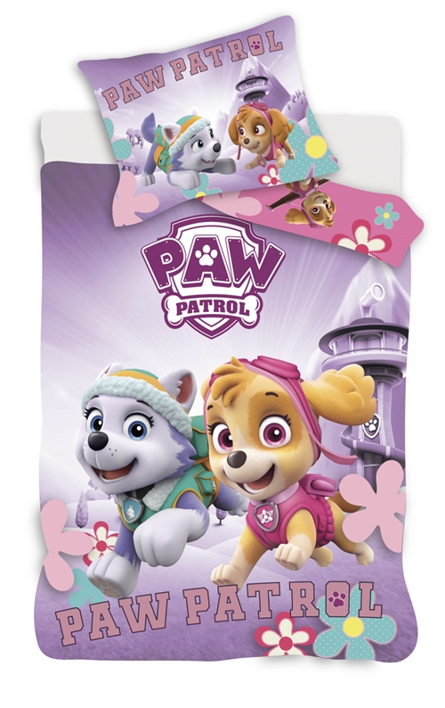 Junior beddenset 100x140 cm - Omkeerbaar beddengoed met Skye en Everest onderweg - Paw Patrol beddengoed - 100% katoenen bedlinnen