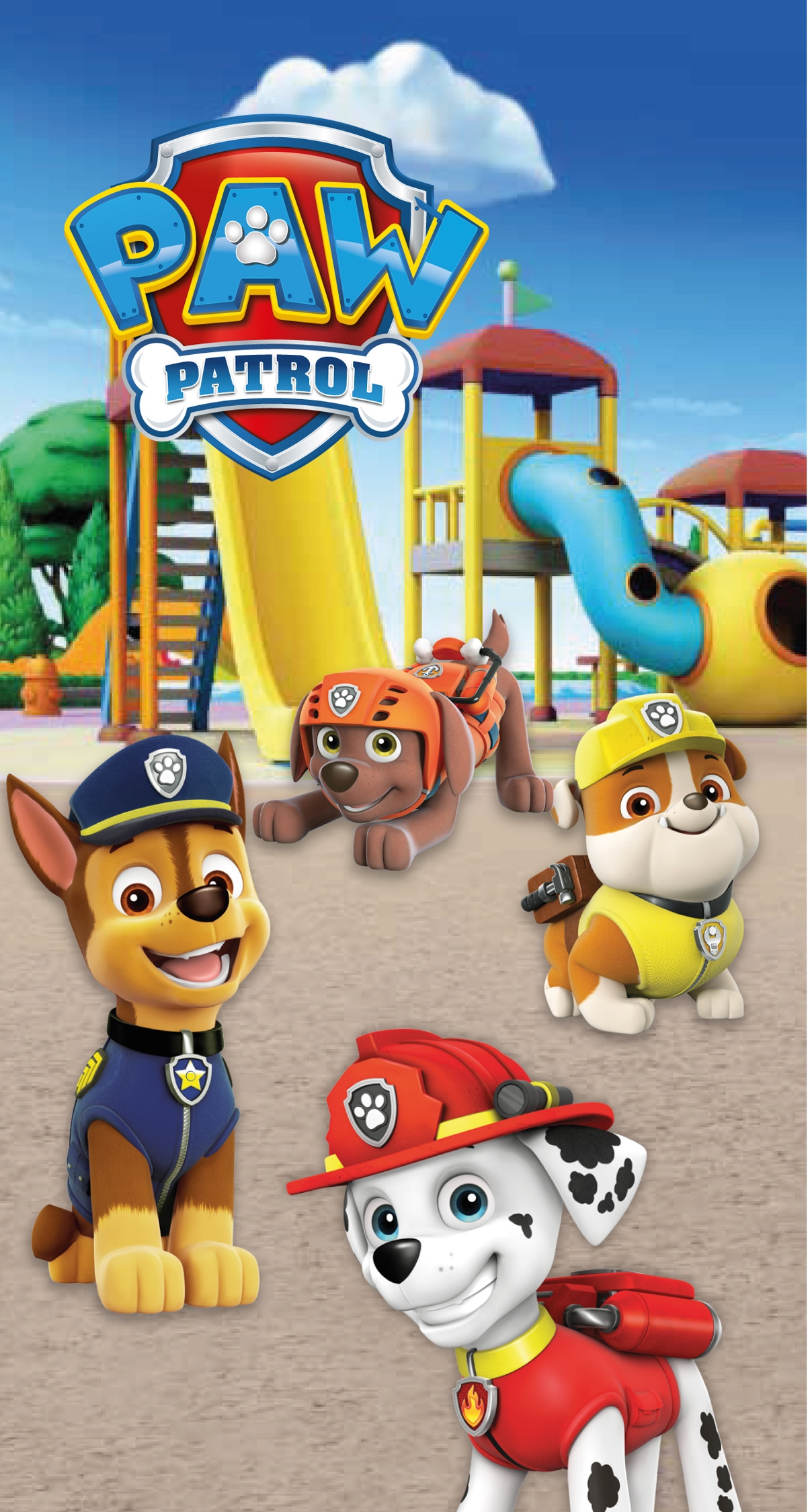 Paw Patrol handdoek - 70x140 cm - 100% katoen - Klaar om te spelen - Zachte badhanddoek met de populaire pups