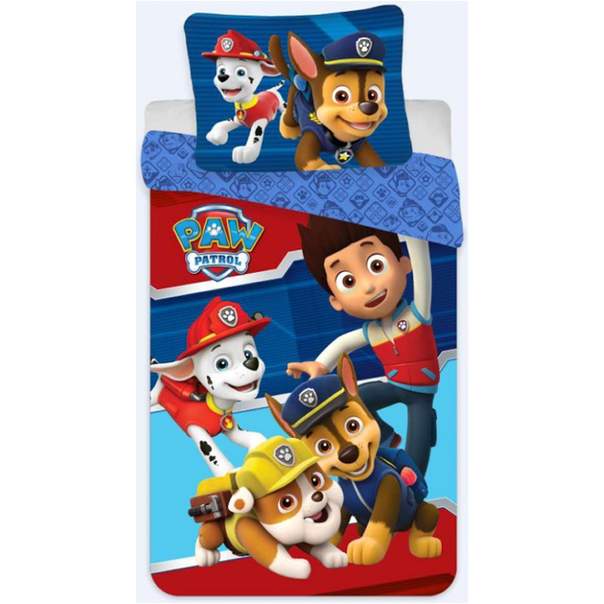 Paw Patrol beddengoed - 140x200 cm - Wuf Wuf Paw Patrol - Wendbaar design - Beddenset in 100% katoen