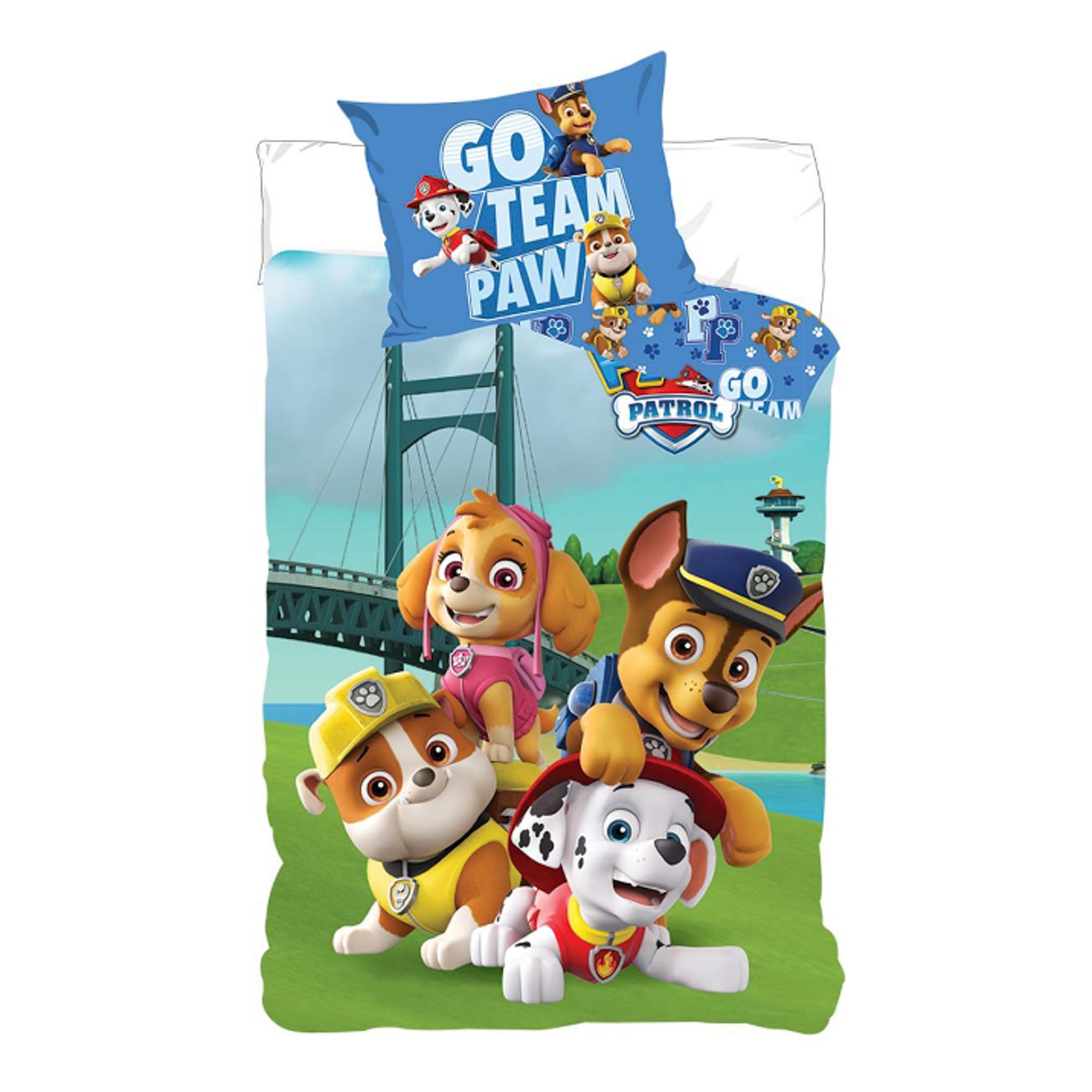 Paw Patrol beddengoed - 100% katoen - Kinderbeddengoed 140x200 cm - Go Team Paw