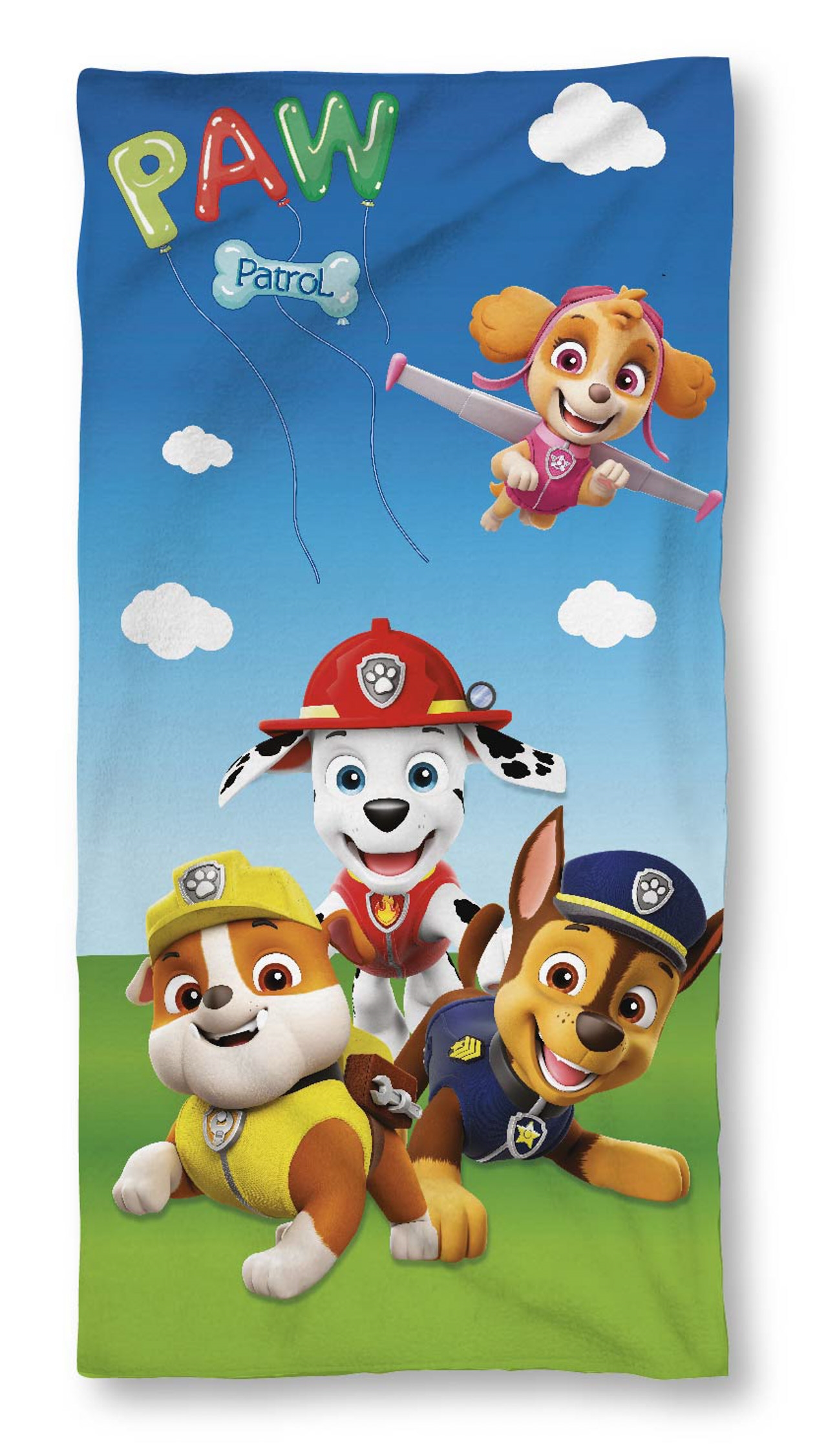 Paw Patrol handdoek - 70x140 cm - 100% katoen - Zachte badhanddoek met Rubble, Skye, Chase en Marshall