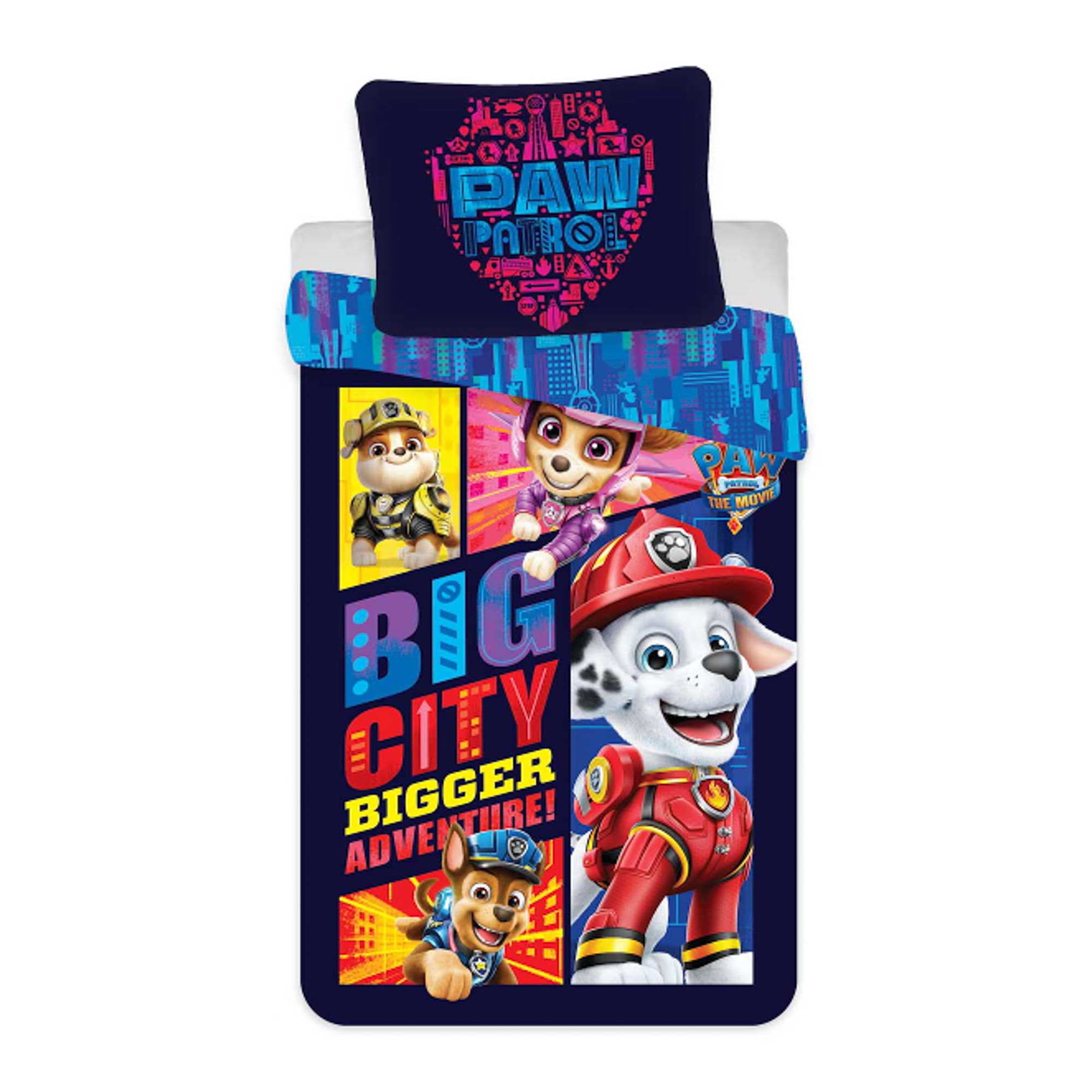 Beddengoed 150x210 cm - Paw Patrol The Movie - 2 in 1 beddengoedset - Dekbedovertrek van 100% katoen
