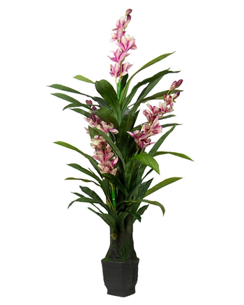 Kunstorchidee 165 cm - 3 violette bloemen - Cymbidium orchidee