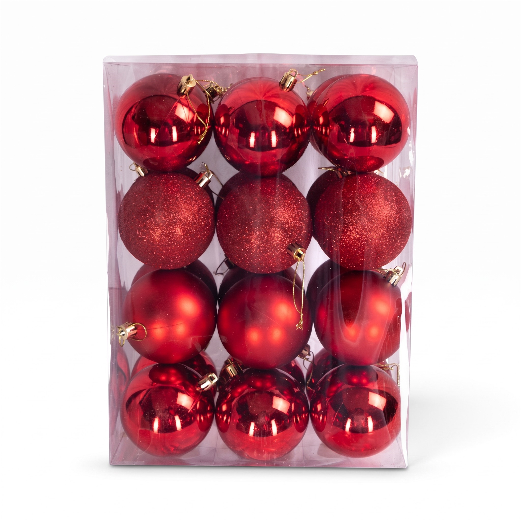 Kerstballen - Rood - Verpakking van 24 st. Afmeting: 8 cm in doorsnee