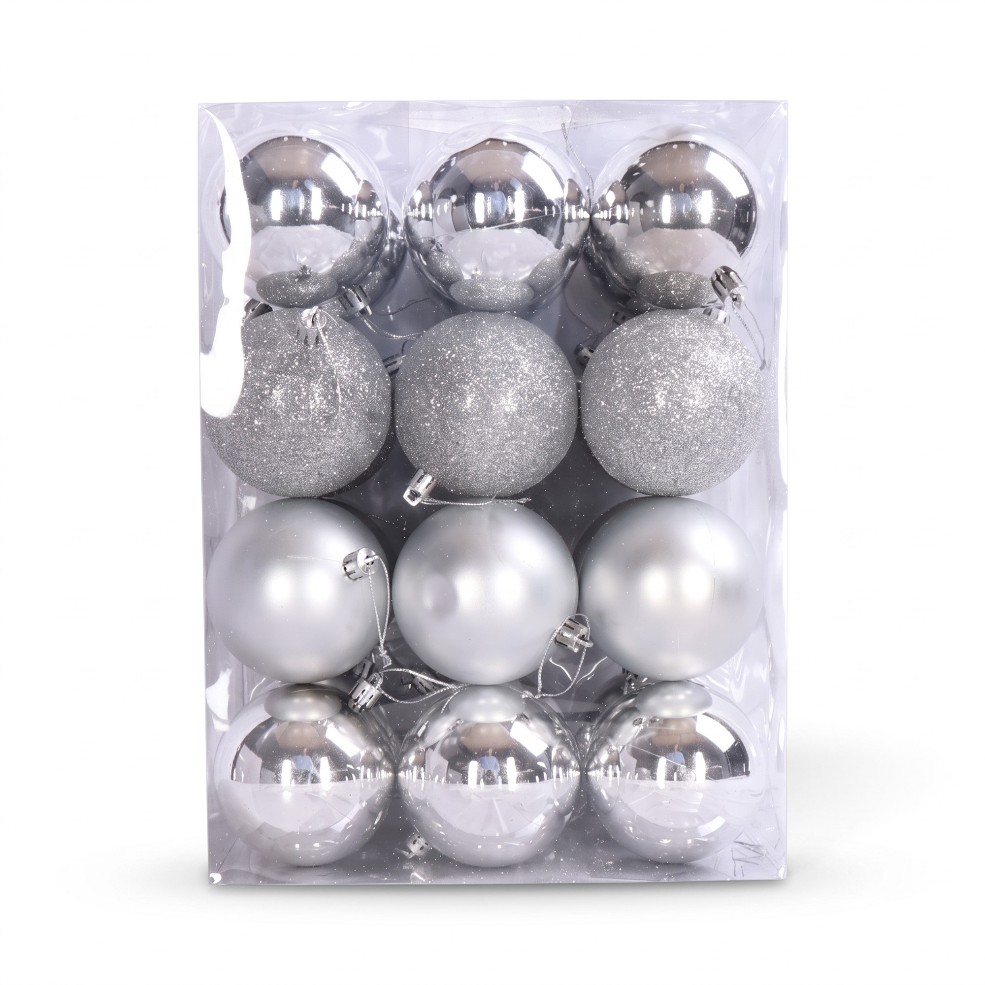 Kerstballen - Zilver - Pak van 24 stuks Afmeting: 8 cm in doorsnee