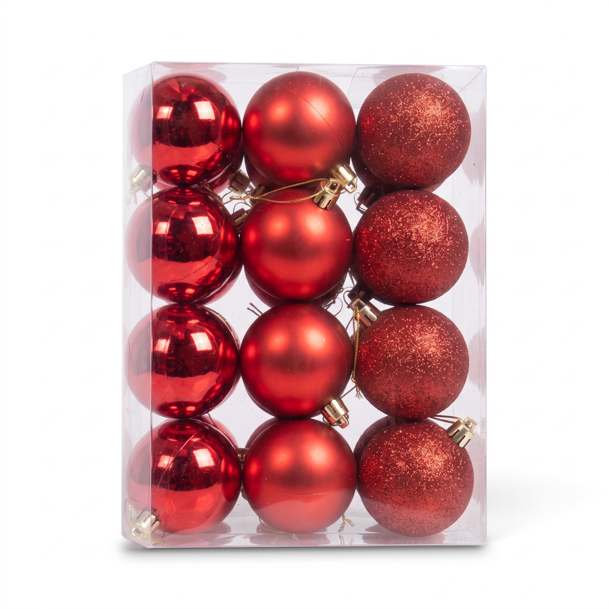 Kerstballen - Rood - Verpakking van 24 st. Diameter: 6 cm