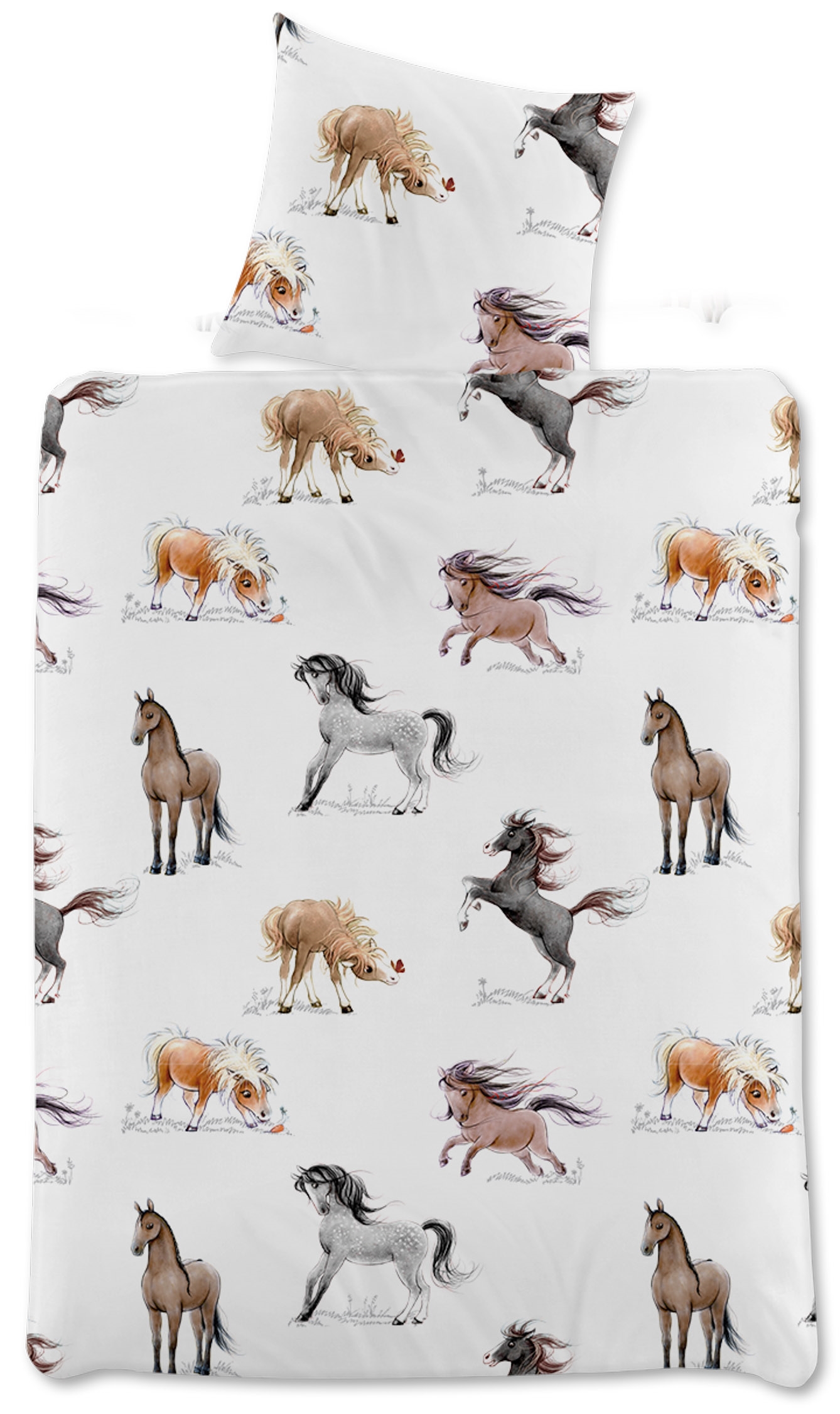 Paarden beddengoed - 100% katoensatijn - Juniorbeddengoed 100x140 cm