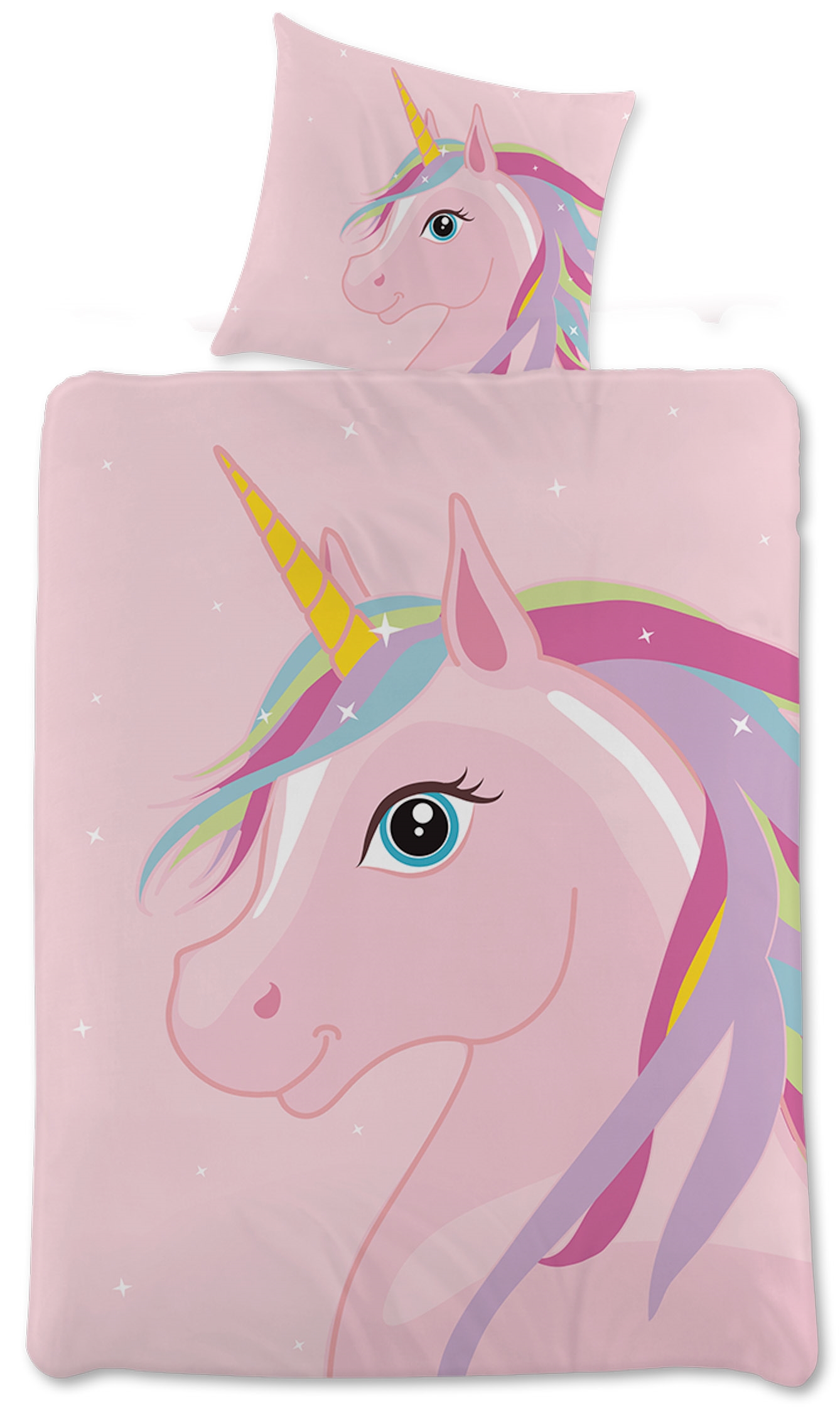 Eenhoorn beddengoed - 100% katoen - Junior beddengoed 100x140 cm - Roze met sterren