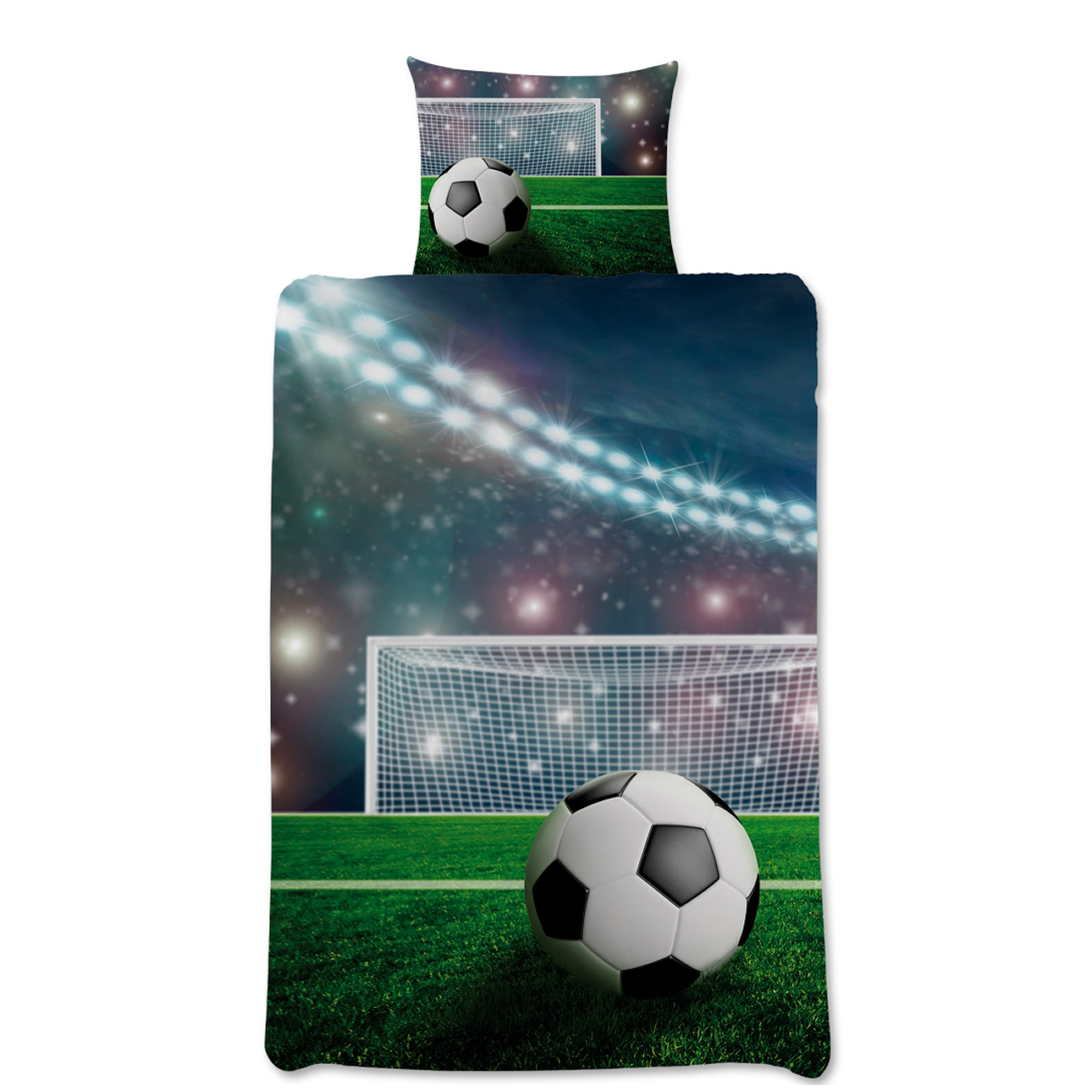 Voetbal beddengoed - 100% katoen - Kinderbeddengoed 140x200 cm - Stadion en voetbal