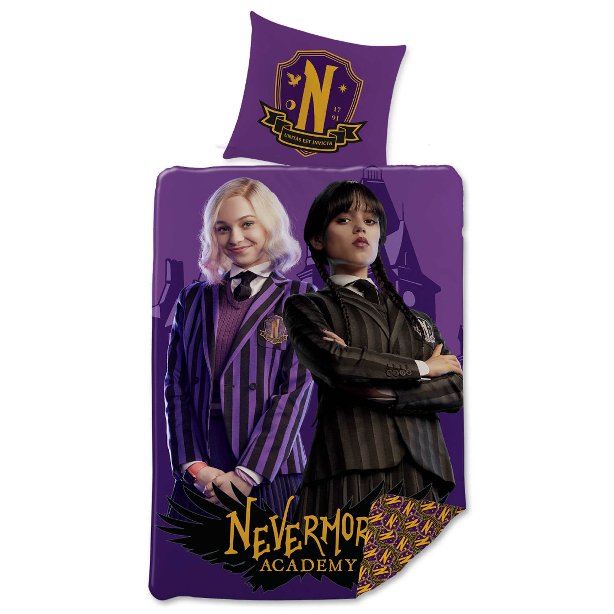 Wednesday beddengoed - 100% katoen - Kinderbeddengoed 140x200 cm - Nevermore Academy