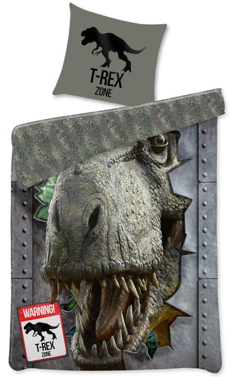 Dinosaurus-beddengoed - 100% katoen - Kinderbeddengoed 140x200 cm - T-Rex