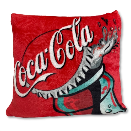 Coca Cola sierkussen - 43x43 cm - zacht rood fleecekussen