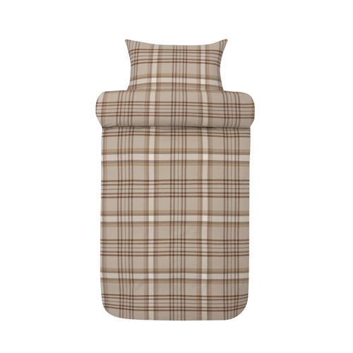 Flanel beddengoed 140x200 cm - Beige geruit dekbedovertrek - 100% garengeverfd katoenen flanel - Richard Høie of Scandinavia bedlinnen