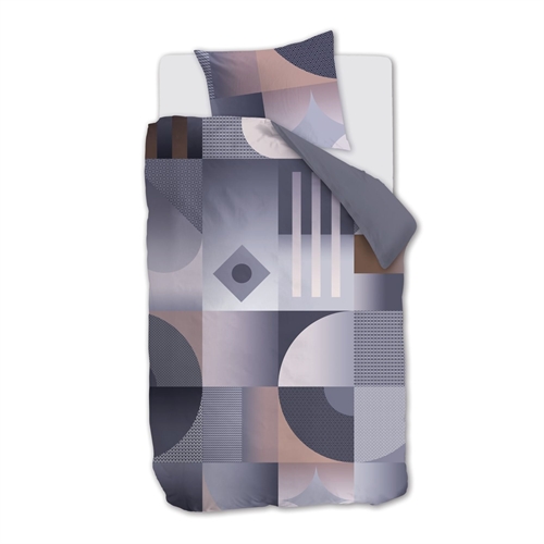 Gemusterd biologisch beddengoed 140x220 cm - Keerbaar dekbedovertrek in 100% biologisch katoensatijn - Robbinson Grey - Beddinghouse bedlinnen