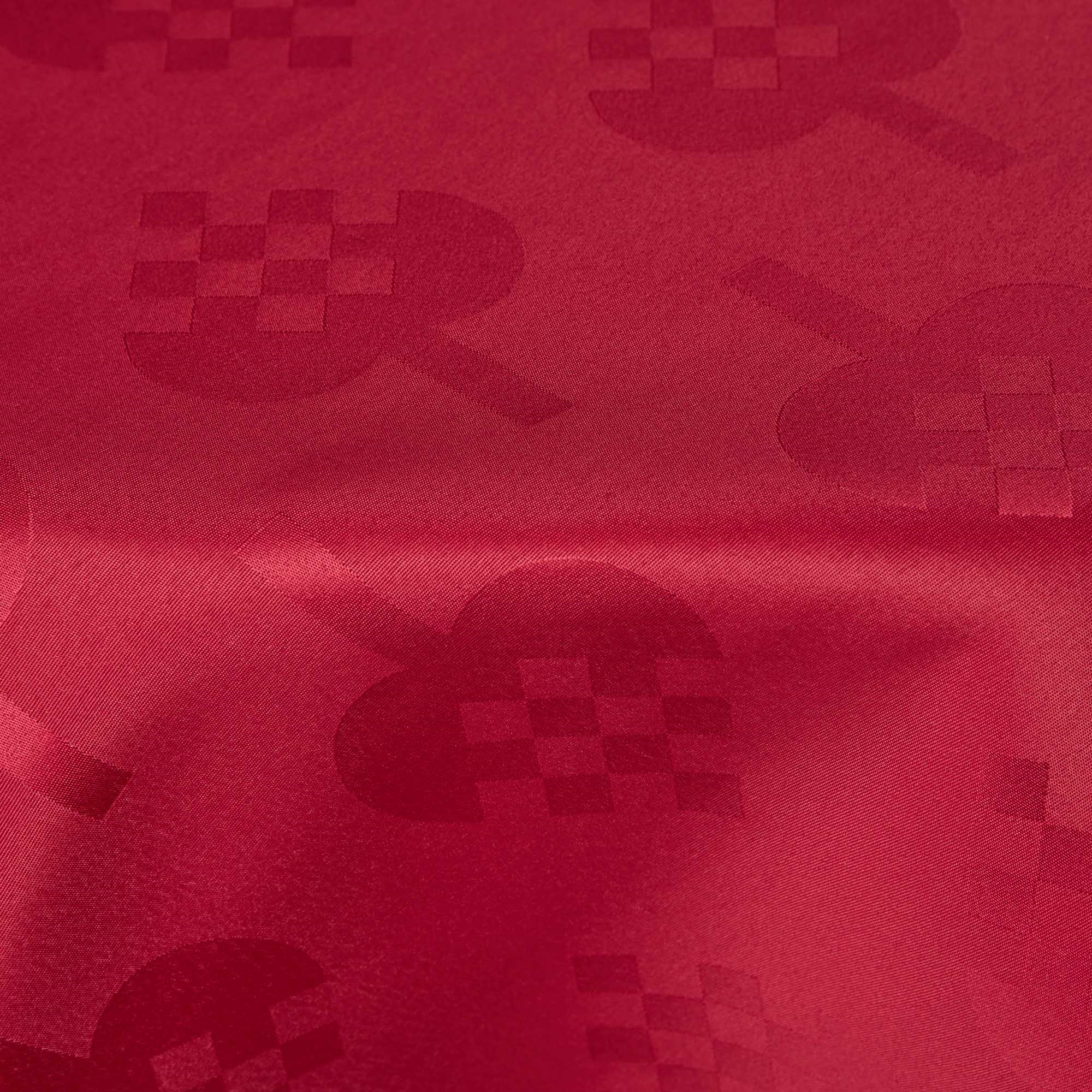 Rond kersttafelkleed - Ø180 cm - Rood met hartjes - Jacquard geweven tafelkleed - Exclusief tafelkleed