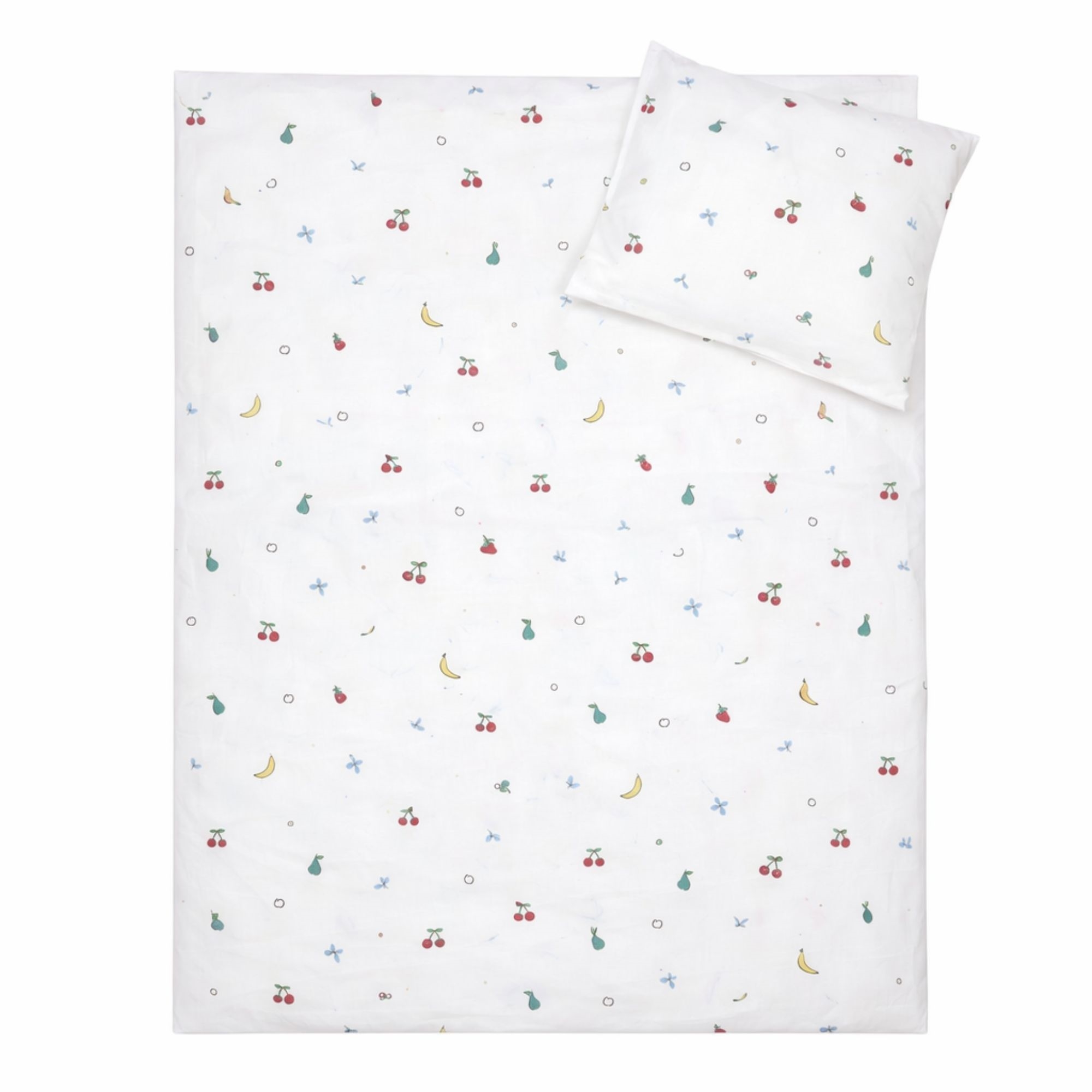 Fruit beddengoed - 100% katoen - Babybeddengoed 70x100 cm - gebroken wit met kleine vruchten