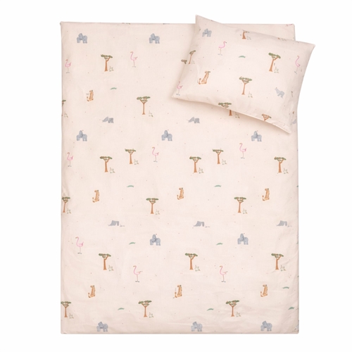 Safari dieren beddengoed - 100% katoen - Babybeddengoed 70x100 cm - Beige met safari dieren